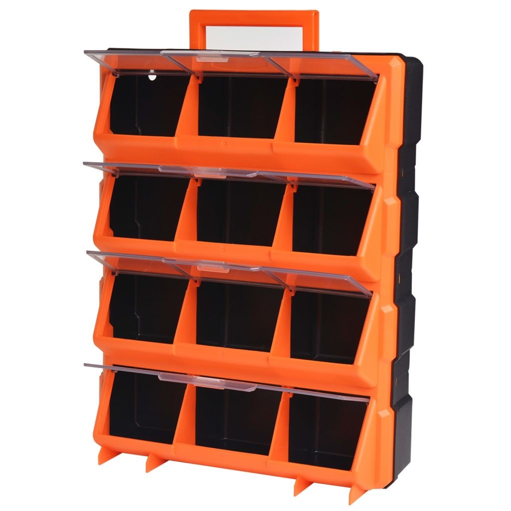 Portable Wall-Mountable Toolbox with 12 Compartments